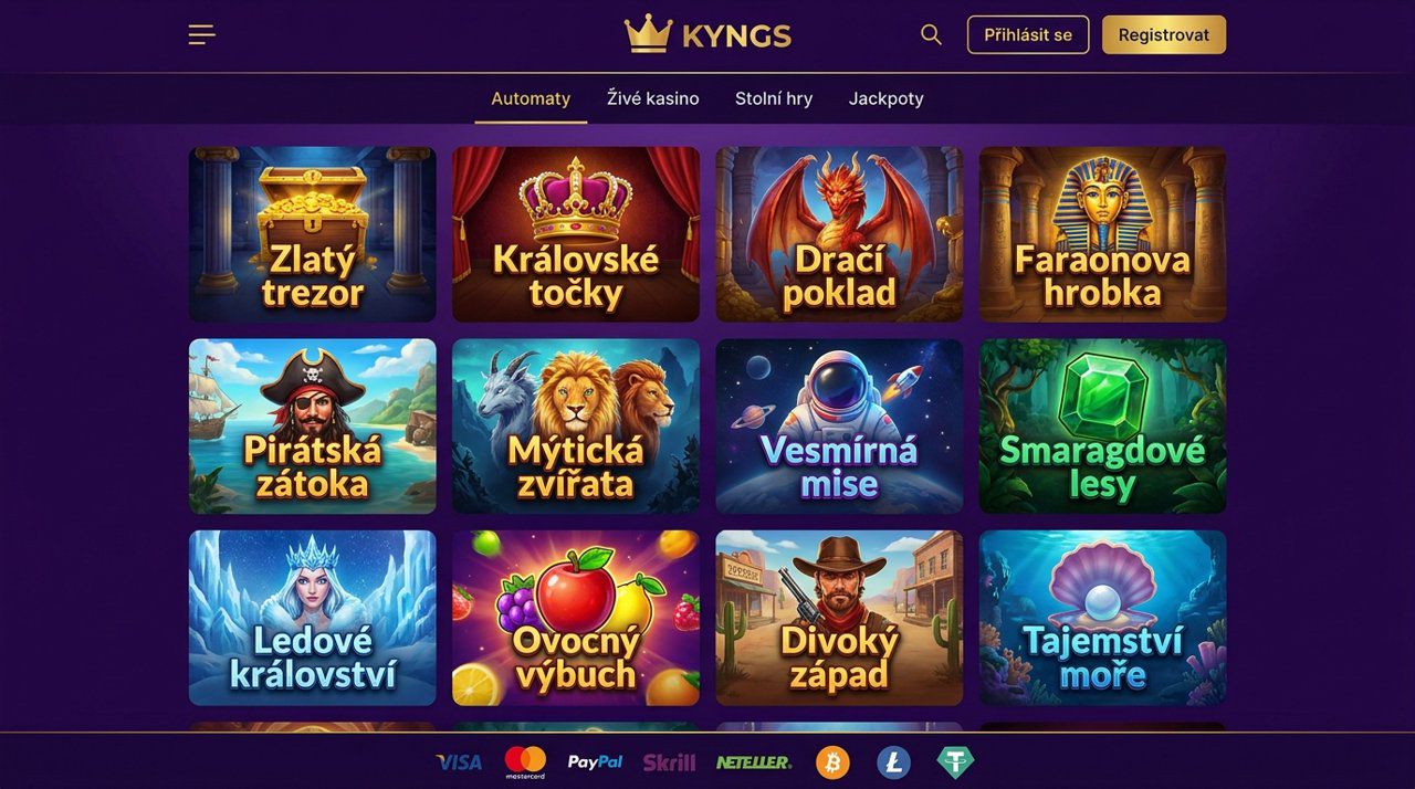 Snímek obrazovky webu online casina Kyngs